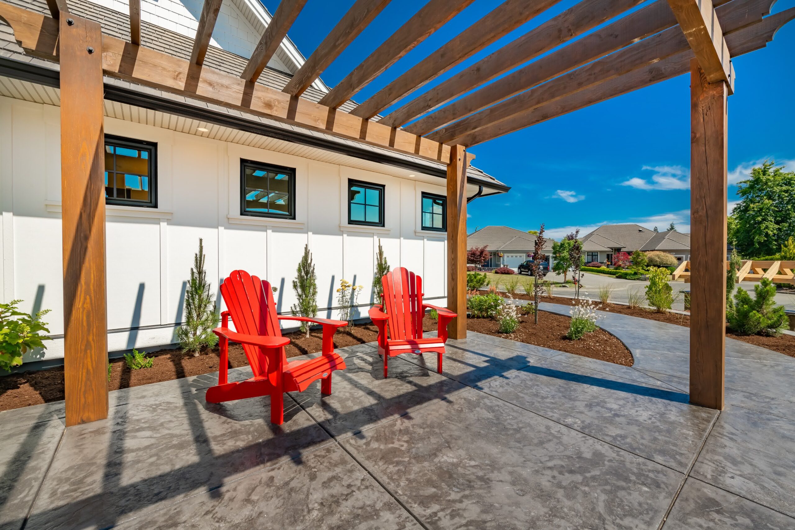 An outdoor living patio with perfect concrete.